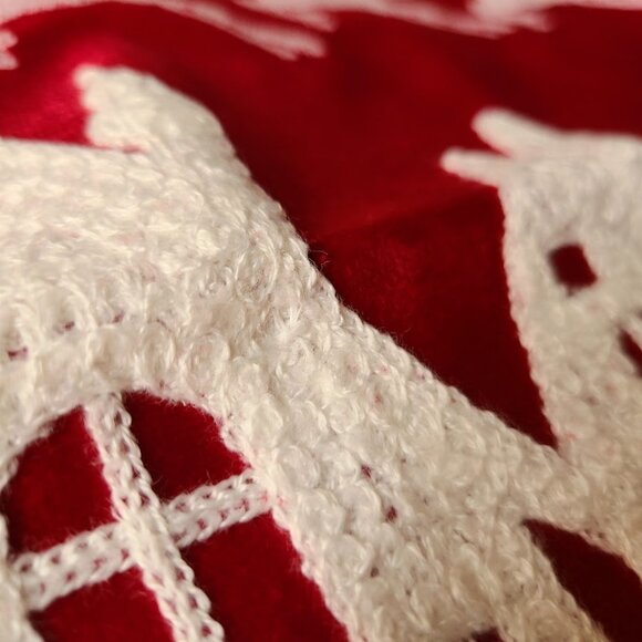 Red Christmas Pillow Cover Holiday Santa Decor Soft Embroidered Lumbar Case 20" - Picture 10 of 11